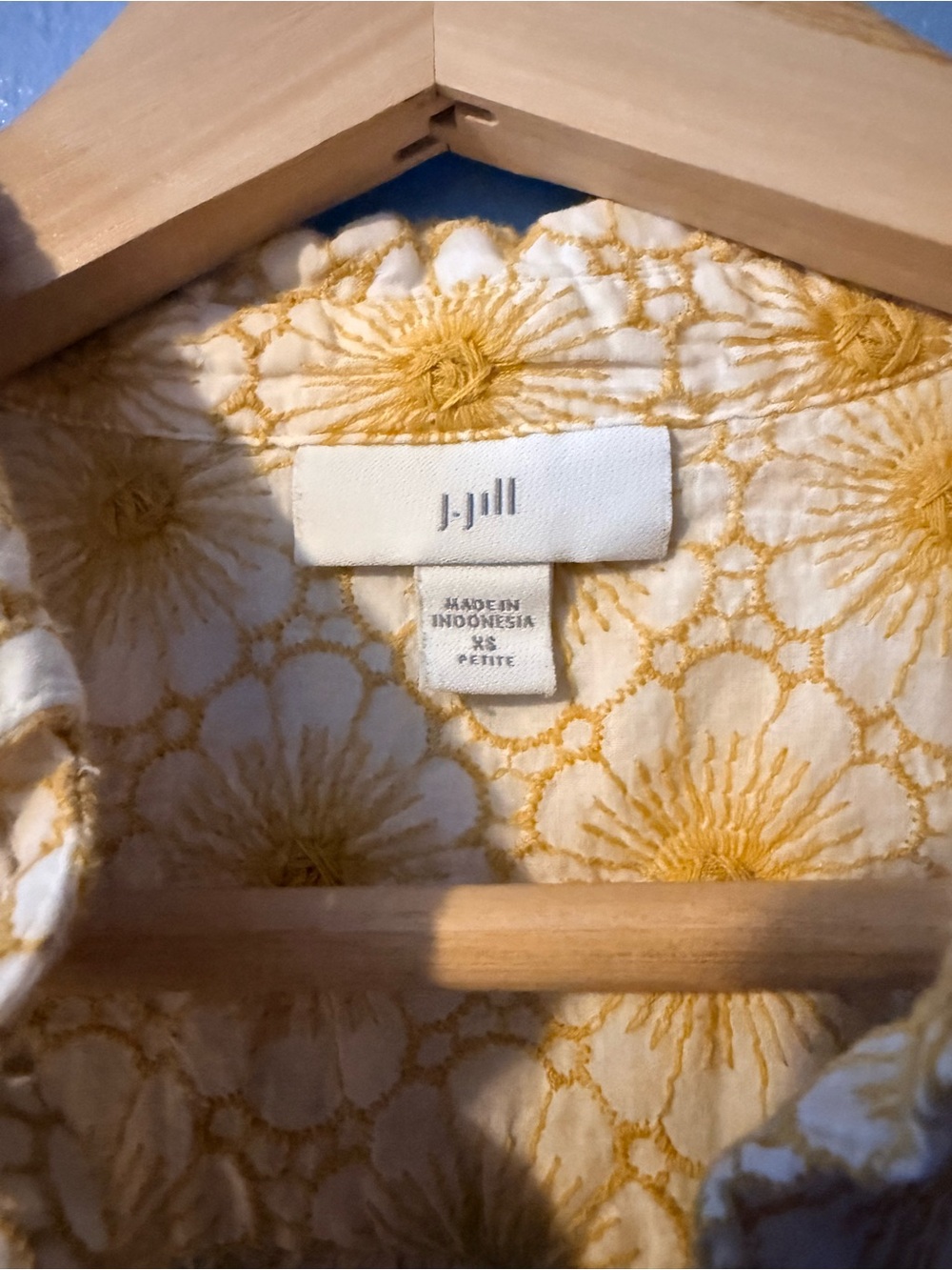 J. Jill Yellow Floral Print Button-Down Shirt - Picture 2 of 3
